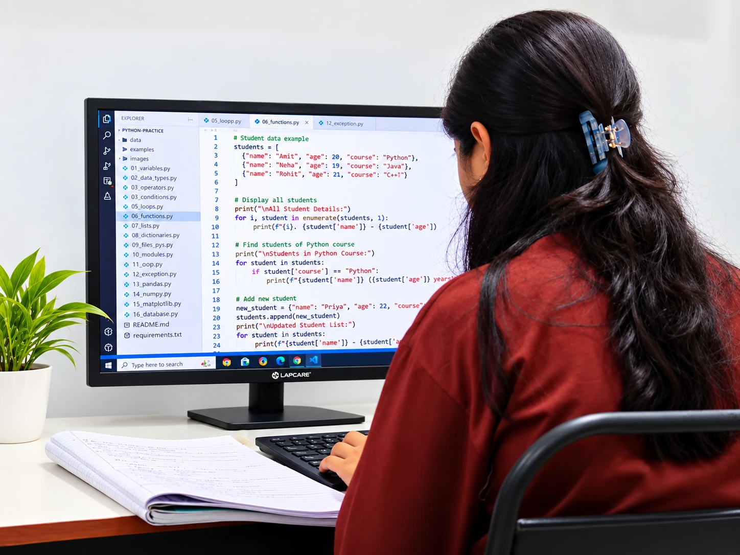 Individual Student Coding Station at Nupur Classes